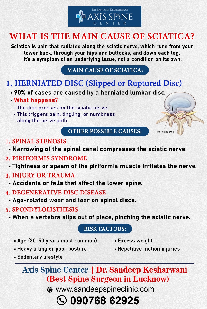 What is the main cause of sciatica.